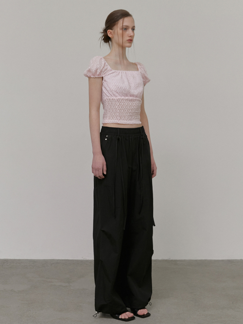 Strap Pintuck Banding Pants