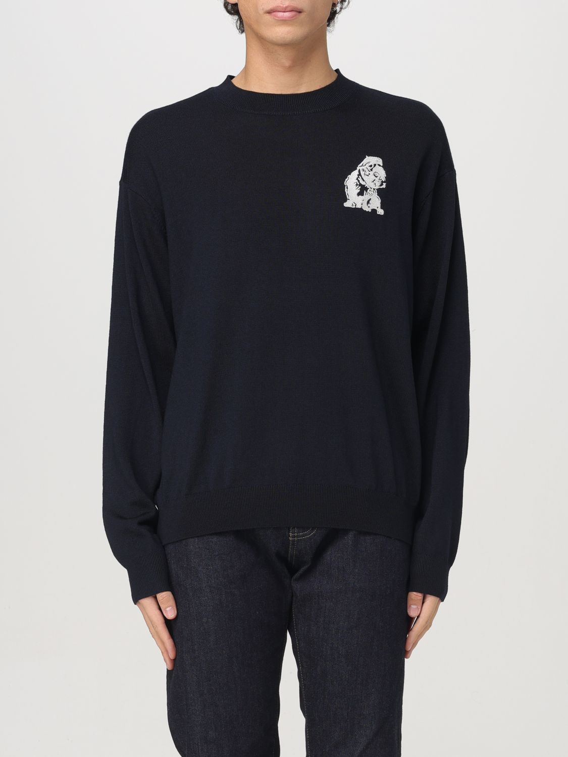 French Bulldog-embroidered sweater - Blue