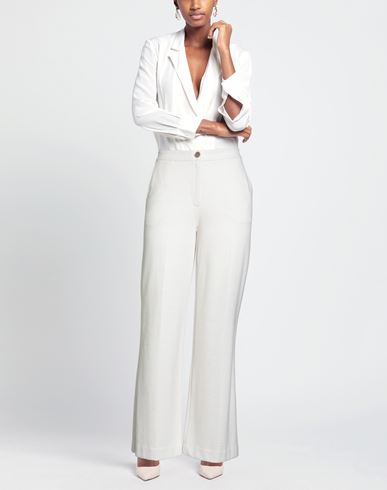 Woman Pants Off white Size 6 Polyester, Cotton