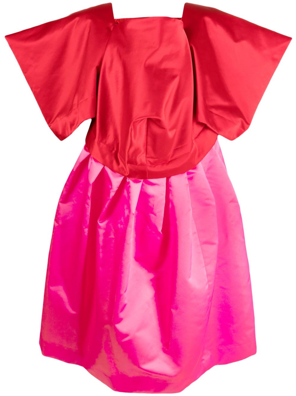 Colour-block voluminous midi dress - Red