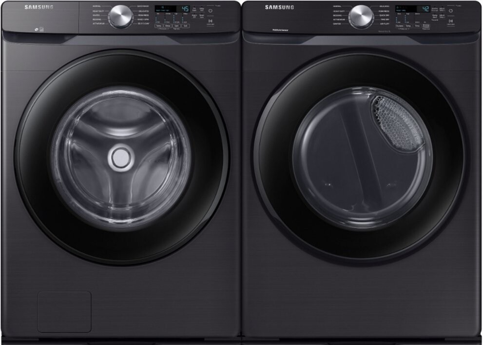 Samsung Side-by-Side Front Load Washer and Electric Dryer Set in Black SAWFDREAV
