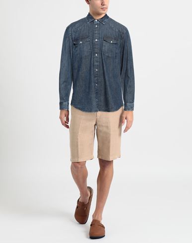 Man Denim shirt Blue Size XXL Cotton, Elastane