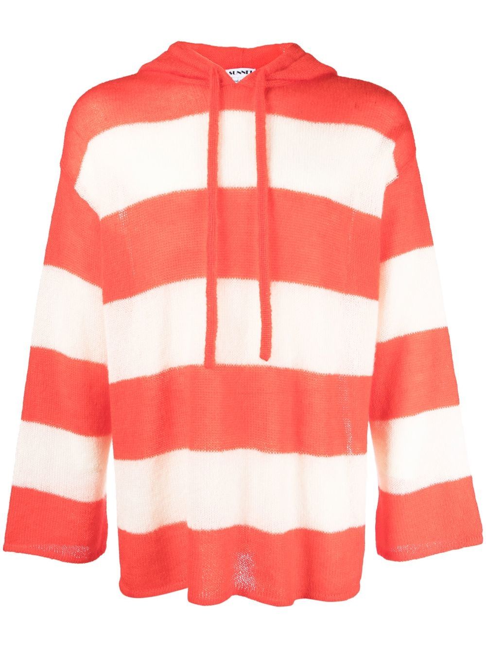 Striped intarsia knit hoodie - White