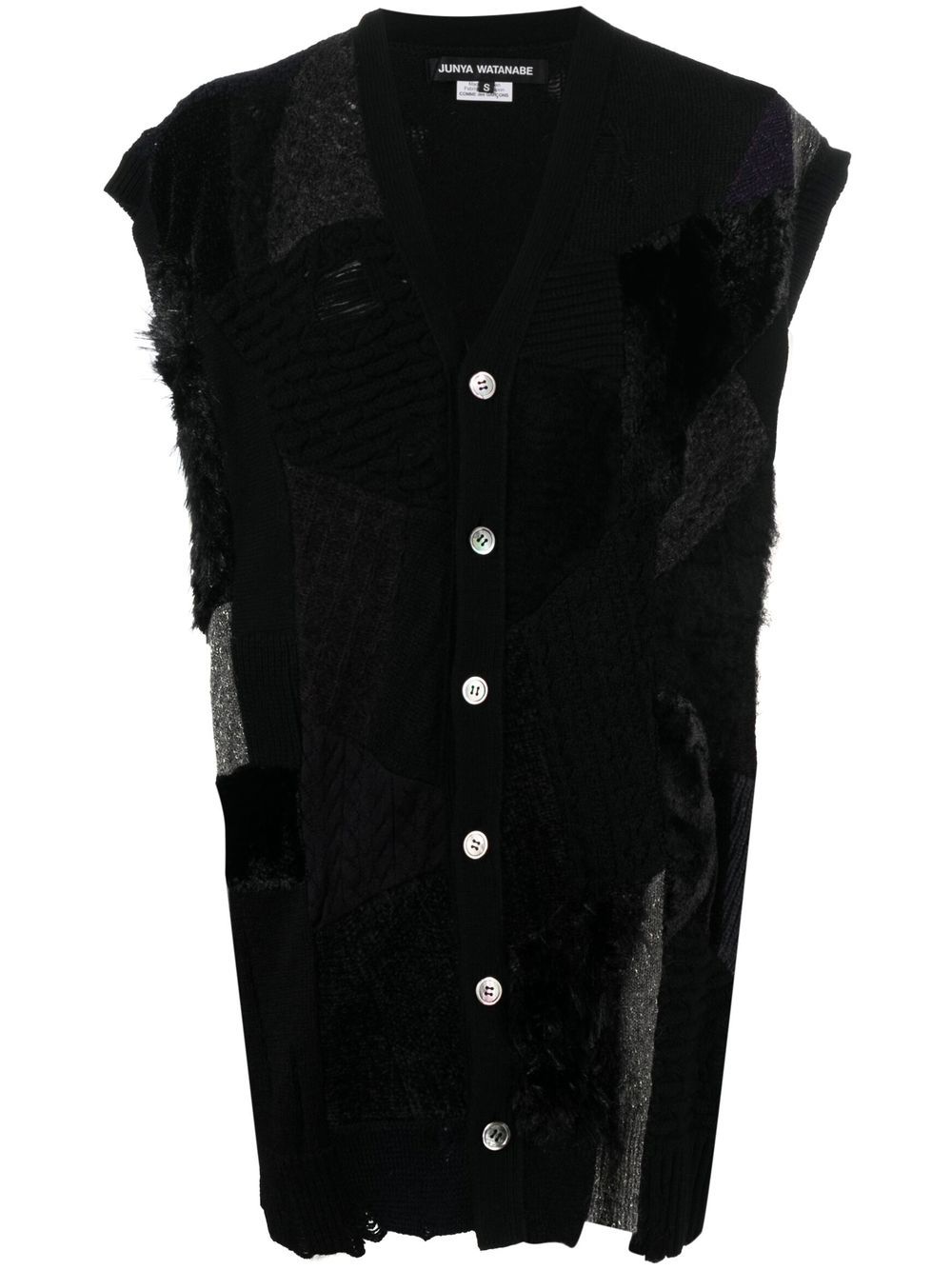 Patch-detail knit vest - Black