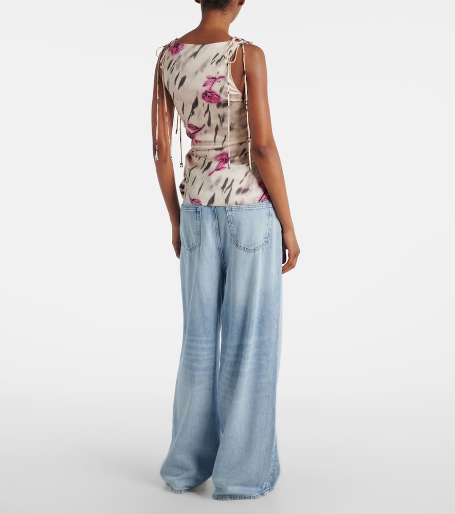 Floral ruched satin top