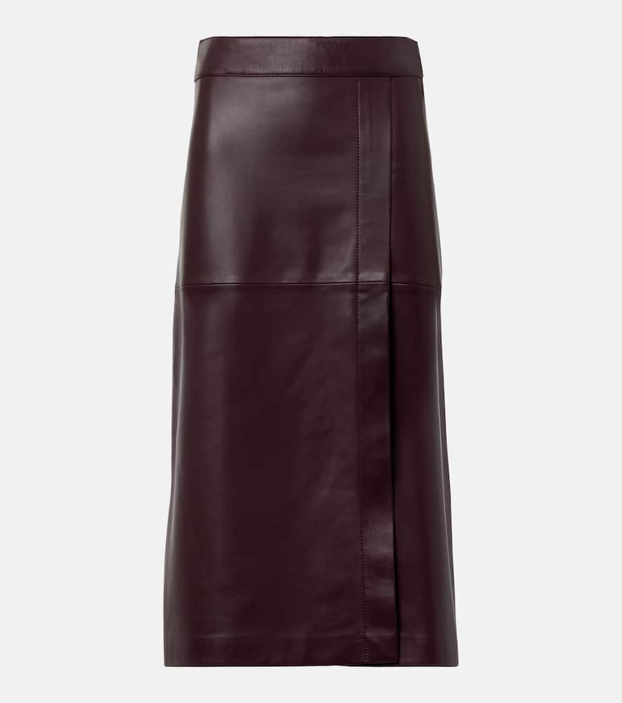 Leather midi skirt