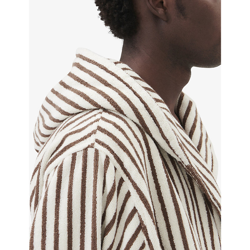 Womens Hooded Striped Organic-Cotton Robe