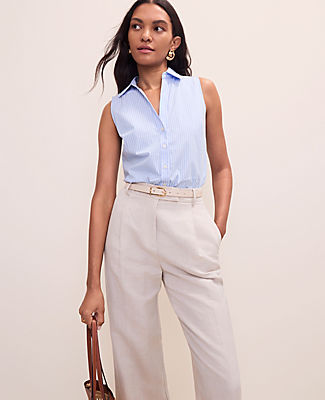 Ann Taylor Petite Striped Sleeveless Essential Shirt