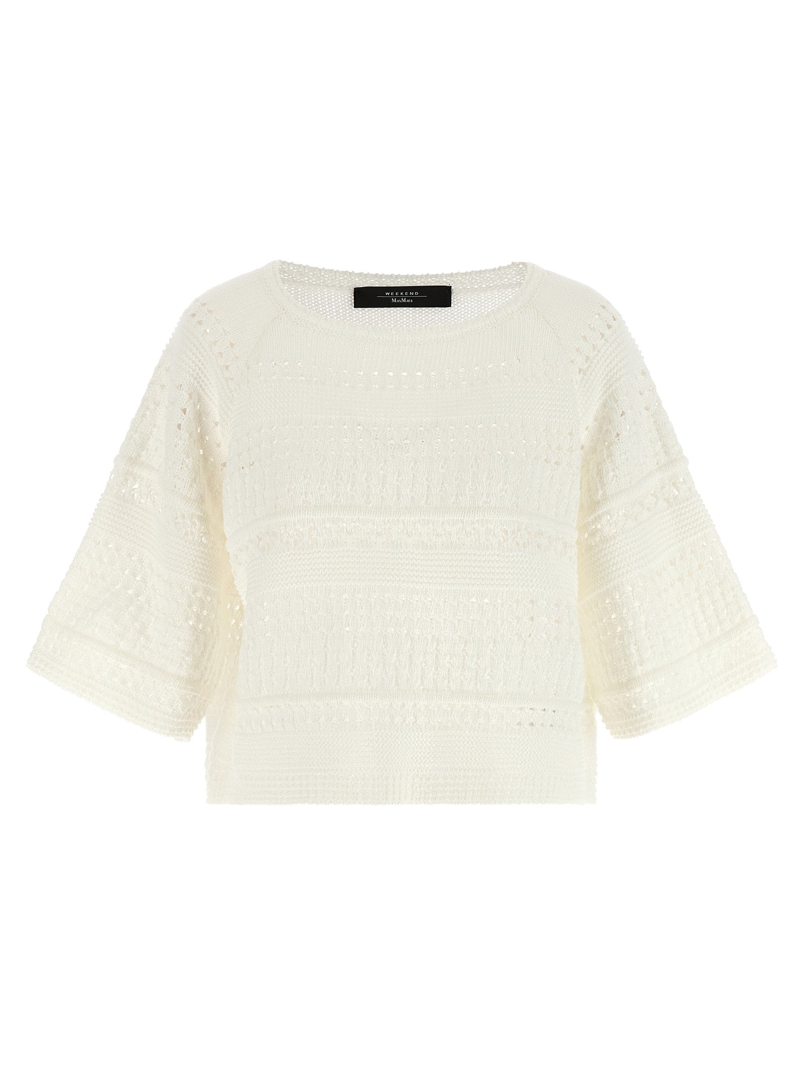 Perforated Cotton Knit Sweater — White