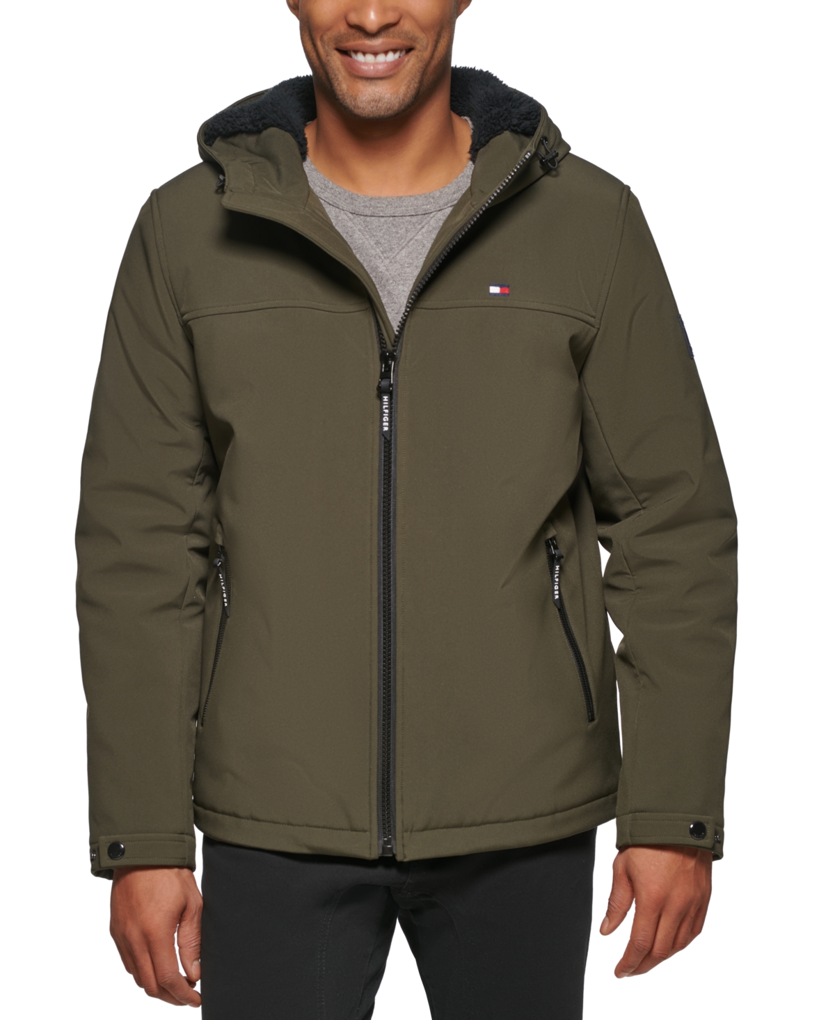Men's Softshell Hooded Jacket - Olive