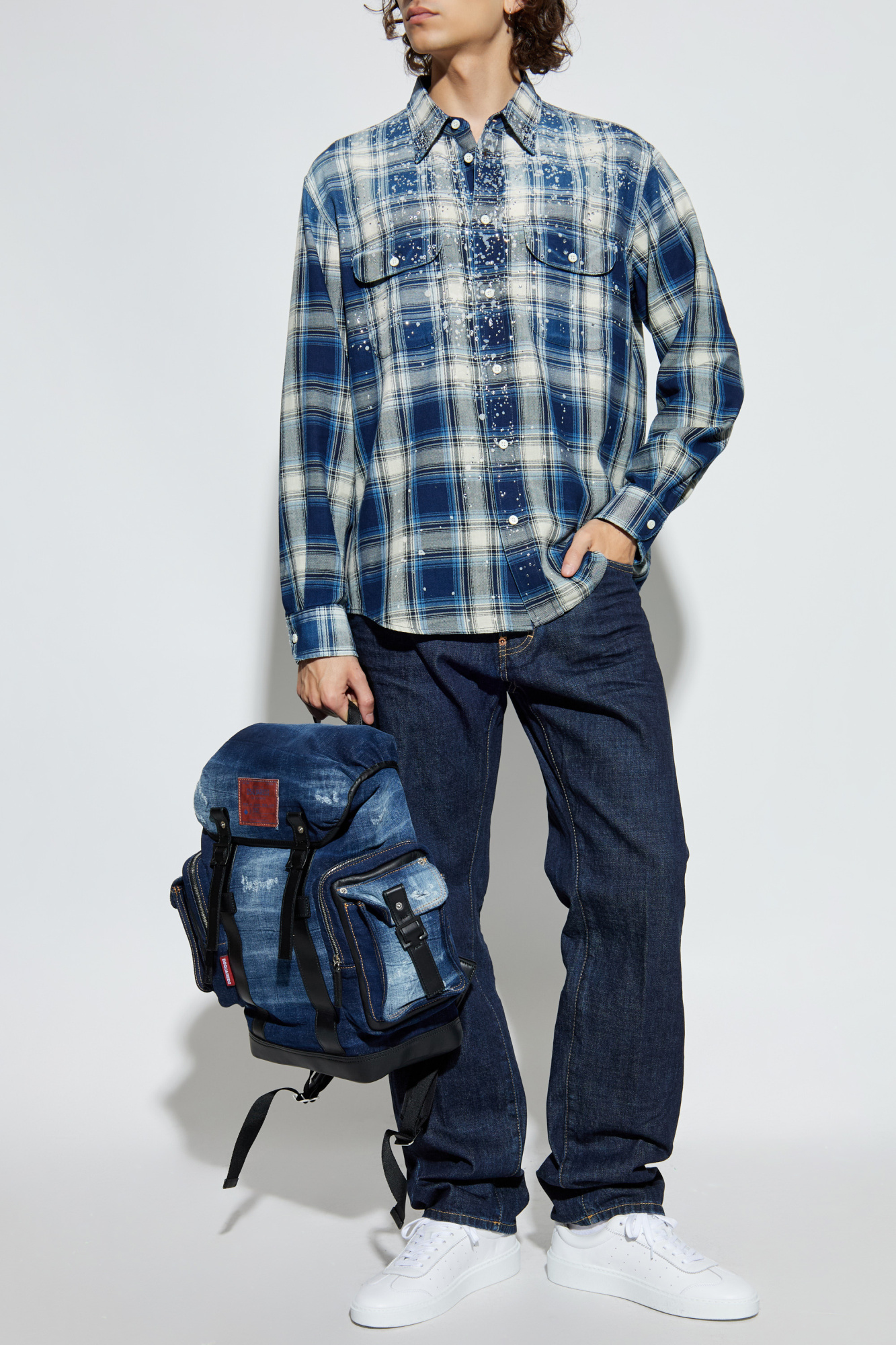 Shirt With Appliqués, Men's, Blue