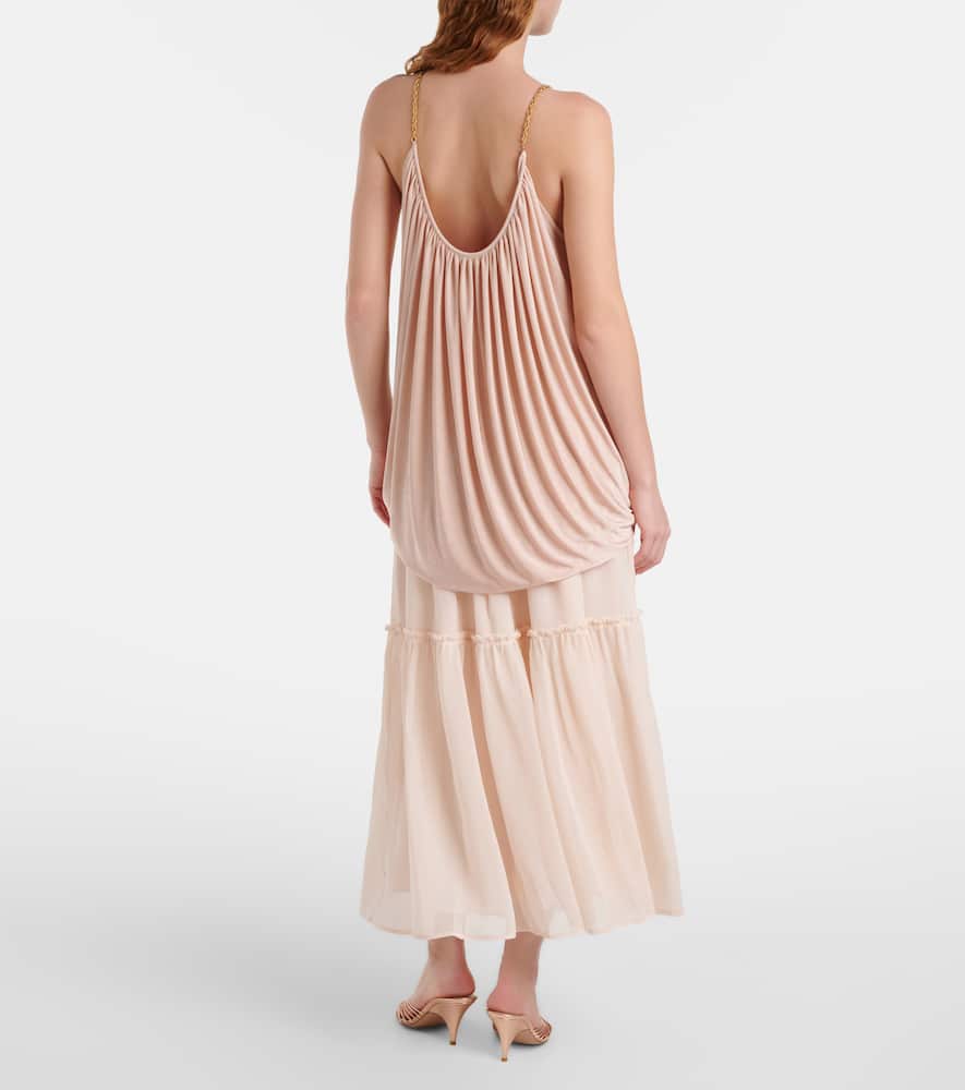 Gathered chiffon maxi skirt