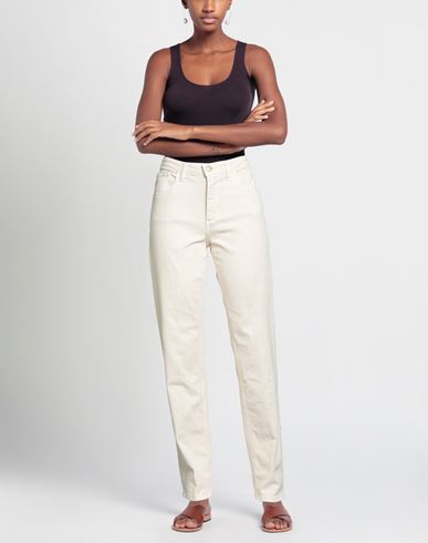 Woman Pants Beige Size 4 Cotton, Elastane