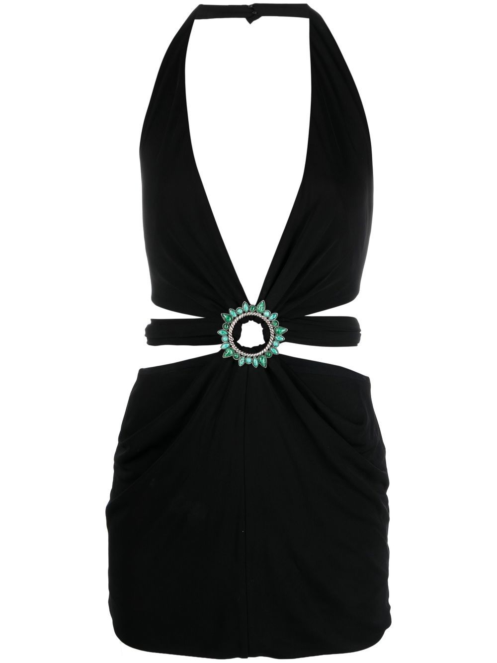 Ring-embellished mini dress - Black