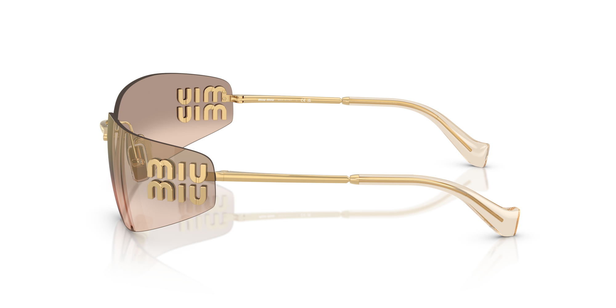 Miu Miu Woman Miu Miu MU A51S 5AK20P Sunglasses Metal Gold Brown Squared Normal Mirror