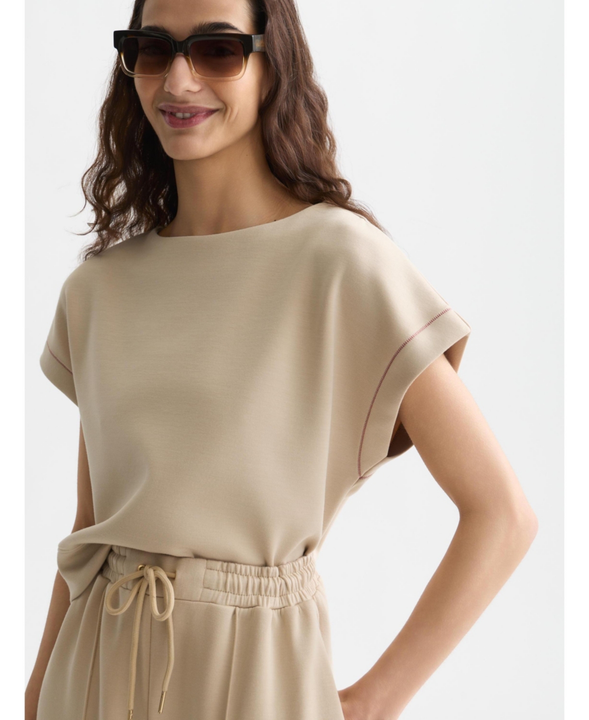 Women's Scotch and Soda Modal Slash Neck Sweatshirt - Doeskin