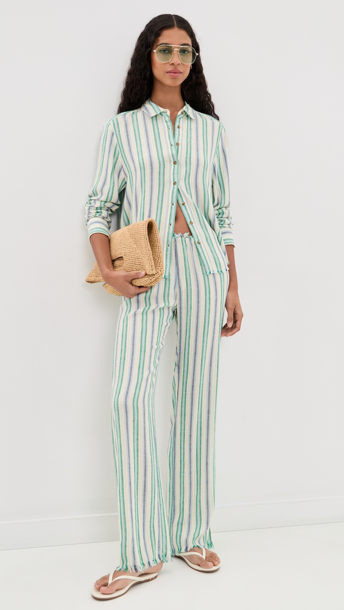Joseph Pants Blue Moss Stripe
