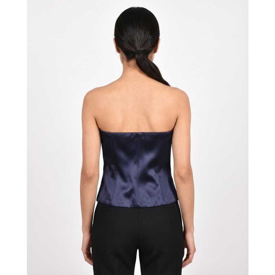 Navy Strapless Bustier Top