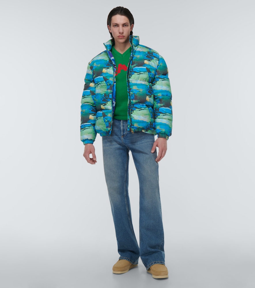 Quilted printed down jacket
