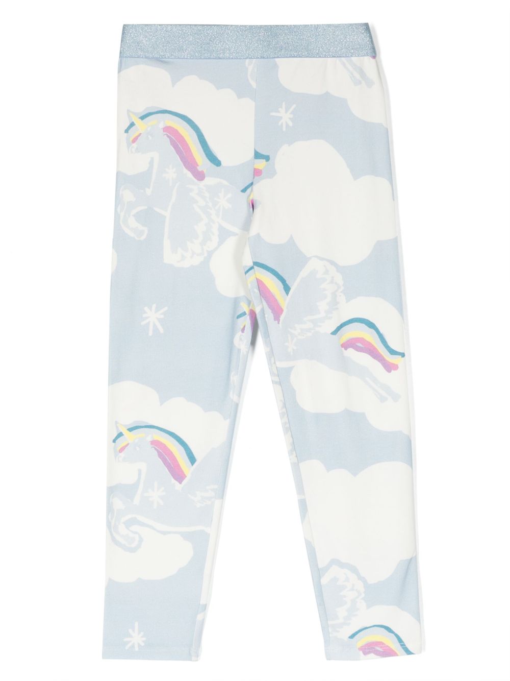 Graphic-print stretch-cotton leggings - Blue