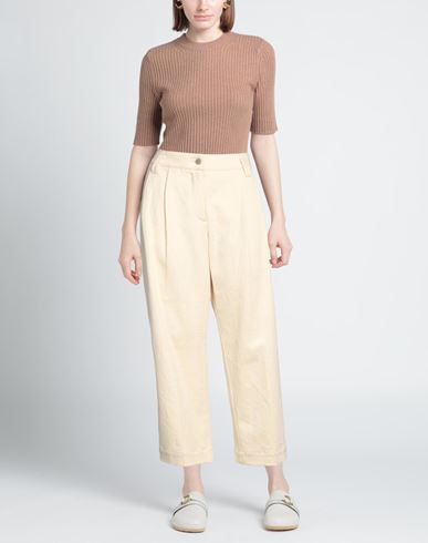 Momoní Woman Pants Cream Size 6 Cotton, Elastane