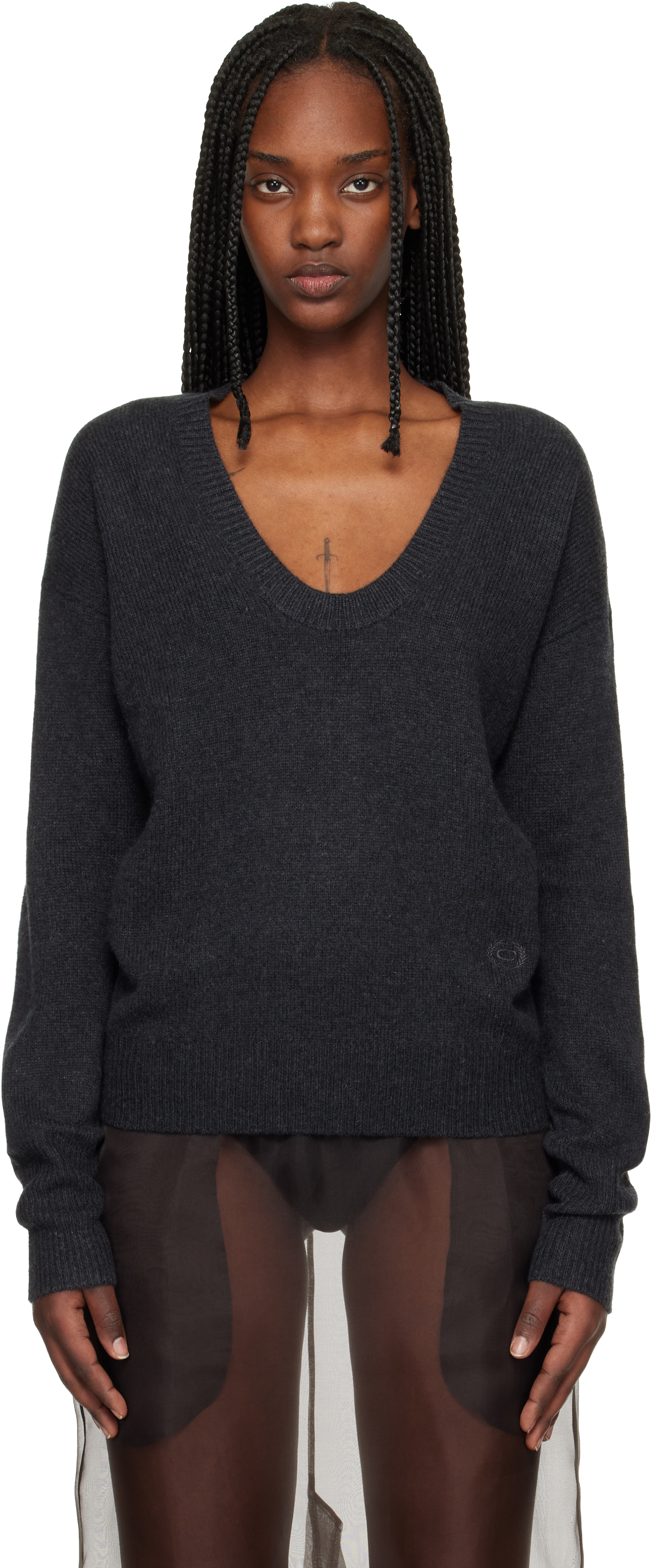 Navy U Neck Sweater