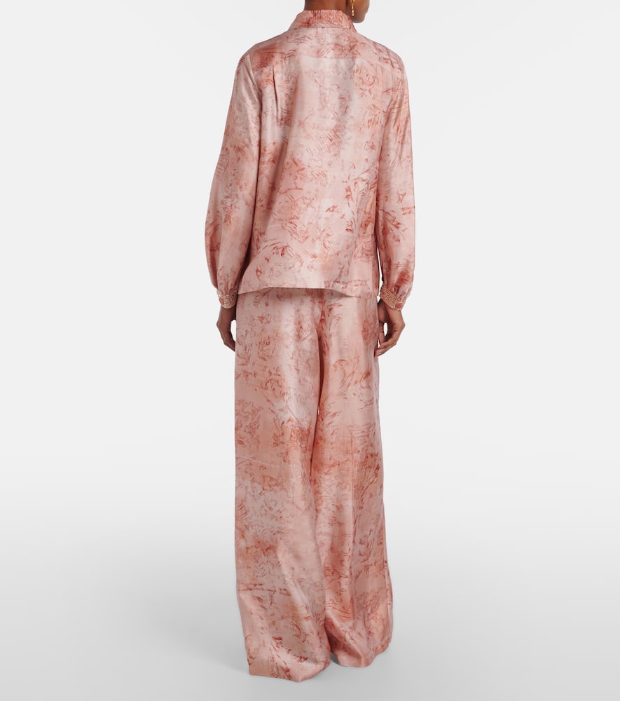 Zirlo printed silk twill wide-leg pants