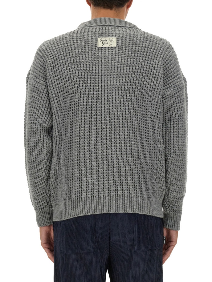 Grey Shirt Collar Cardigans