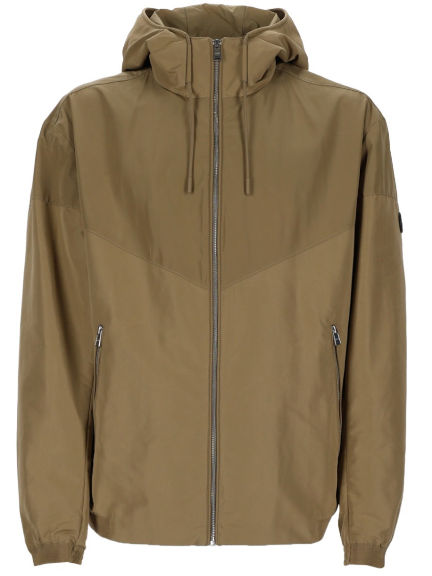 Beige Solid Hood Jacket