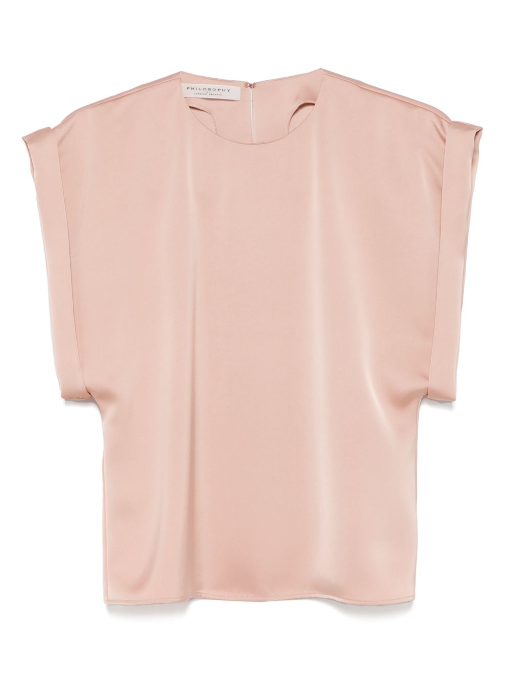 Round-neck satin blouse - Black