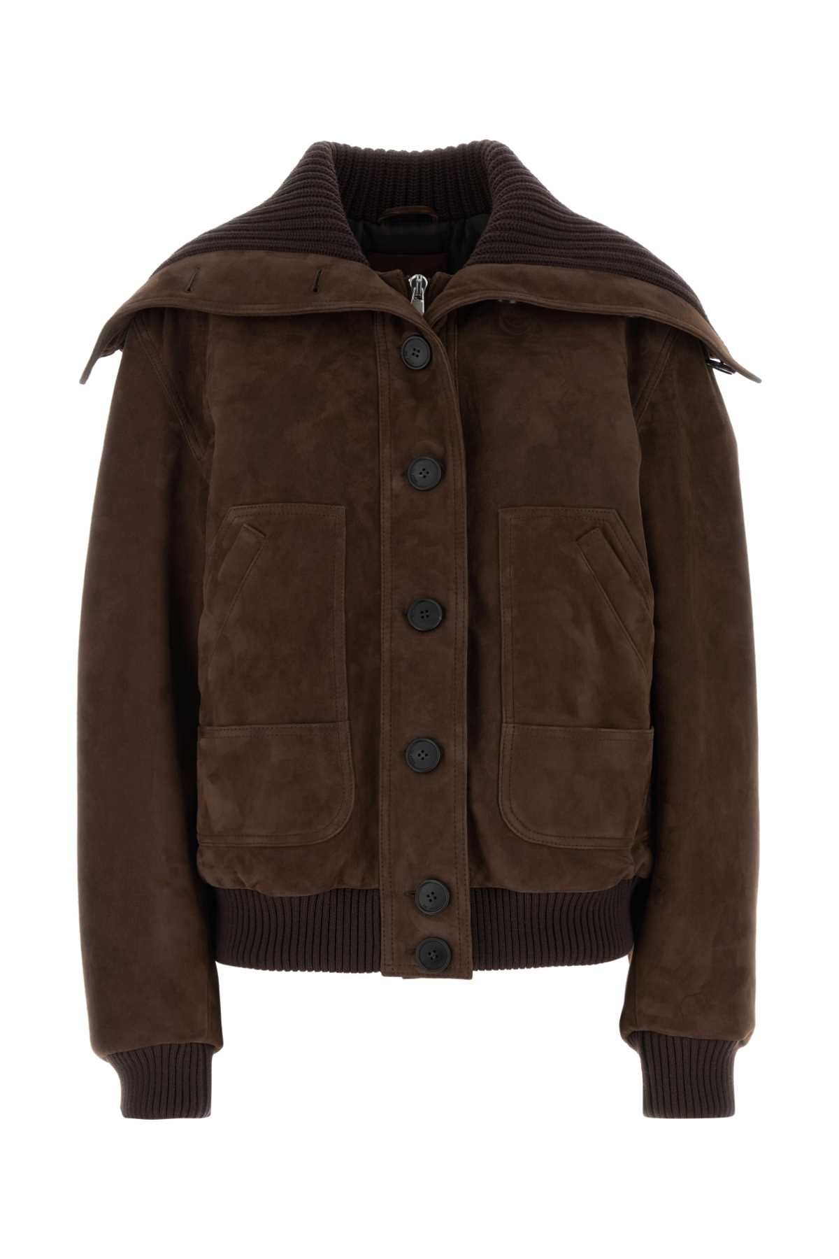 Suede Bomber Jacket — Brown