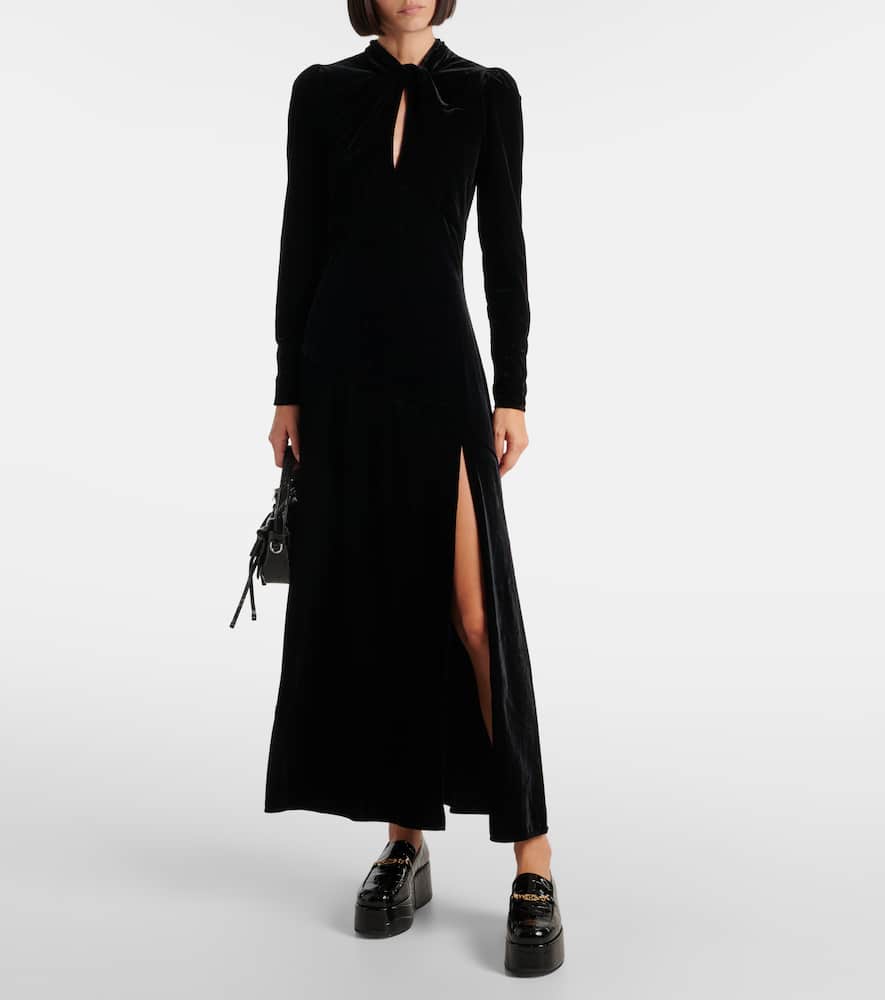 Cutout velvet midi dress