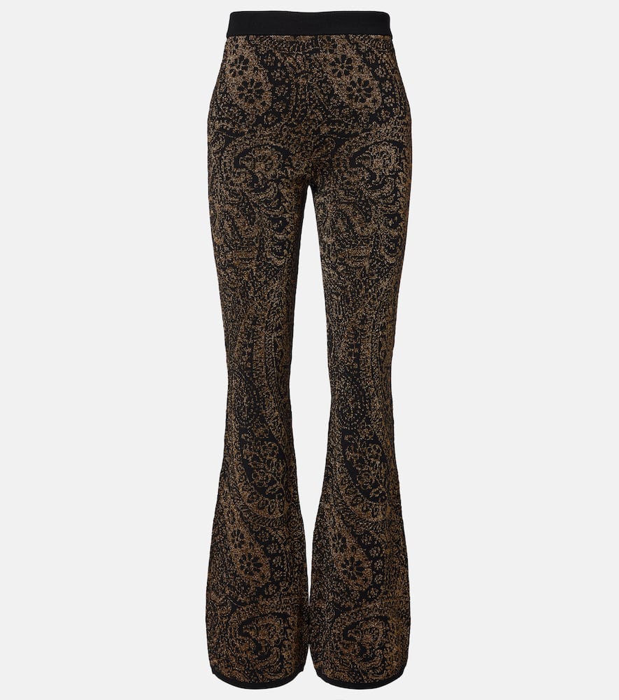 Paisley wool-blend lamé flared pants