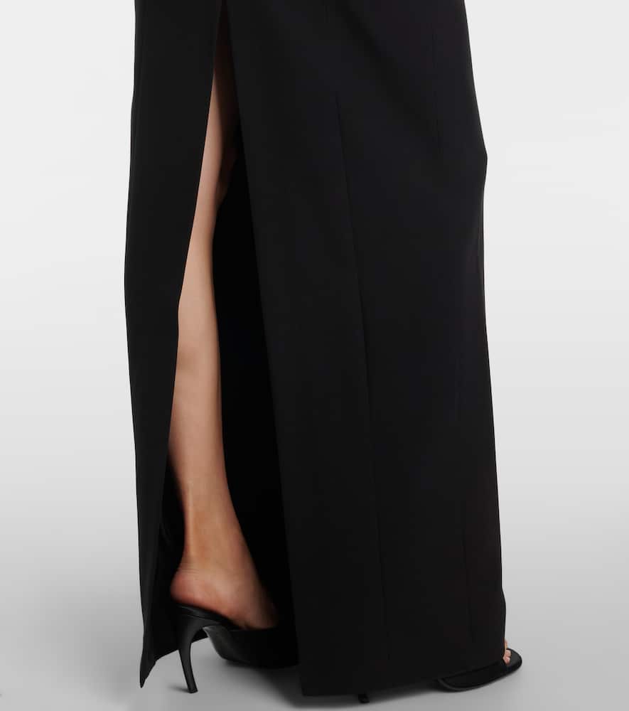 Feather-trimmed gown