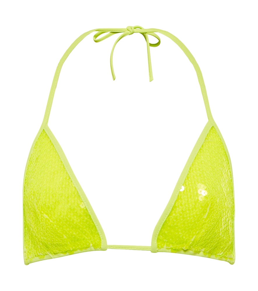 Sequined triangle bikini top