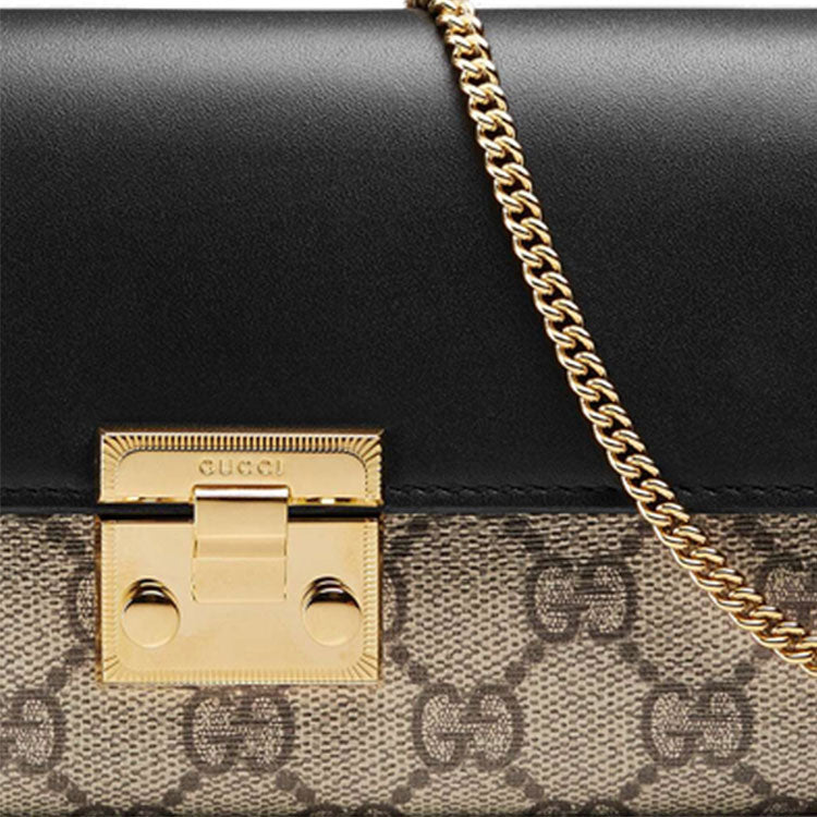 (WMNS) Padlock Metallic Logo Canvas Chain handbag / Black