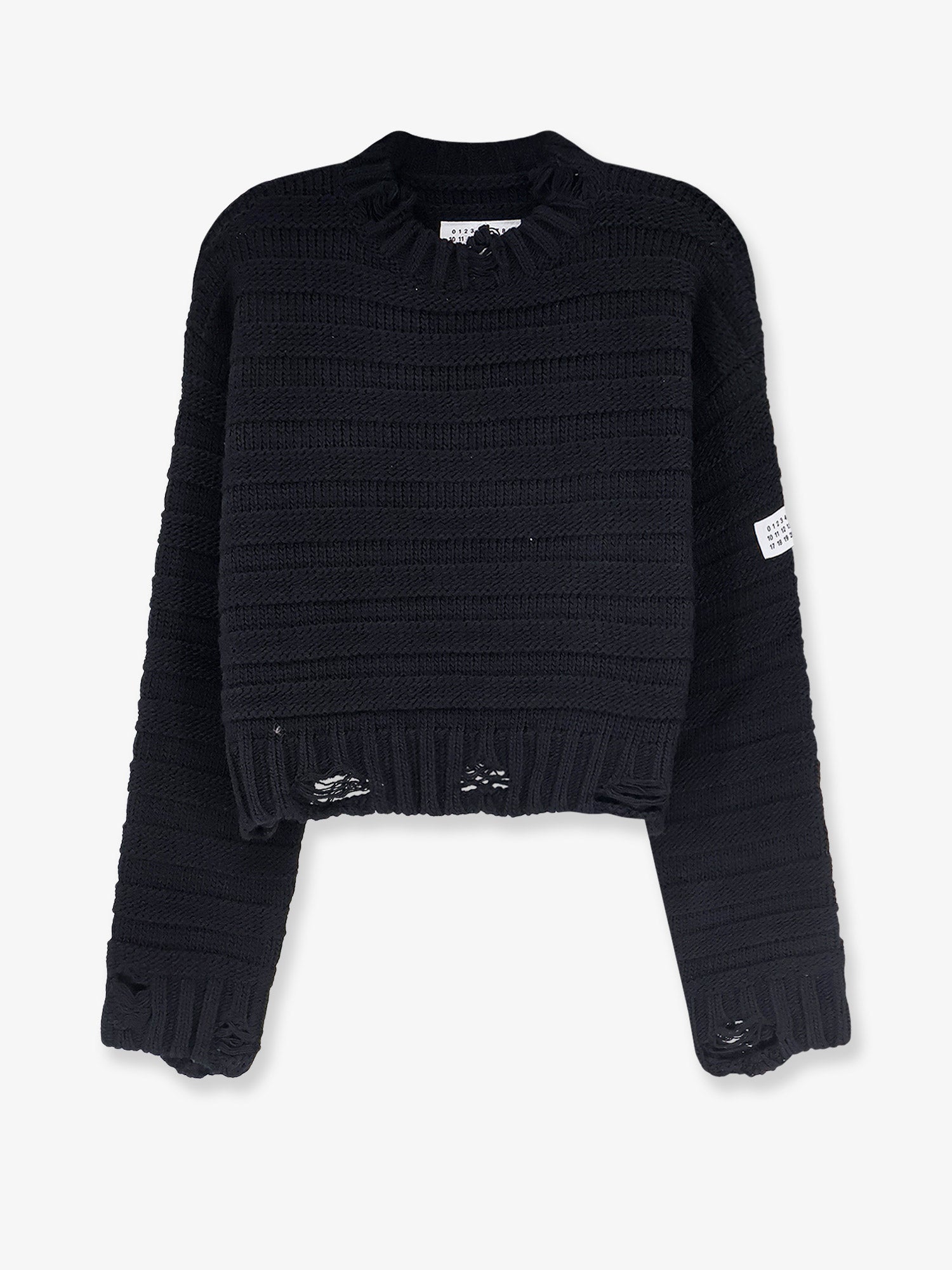 Destroyed Wool-Blend Sweater — Black