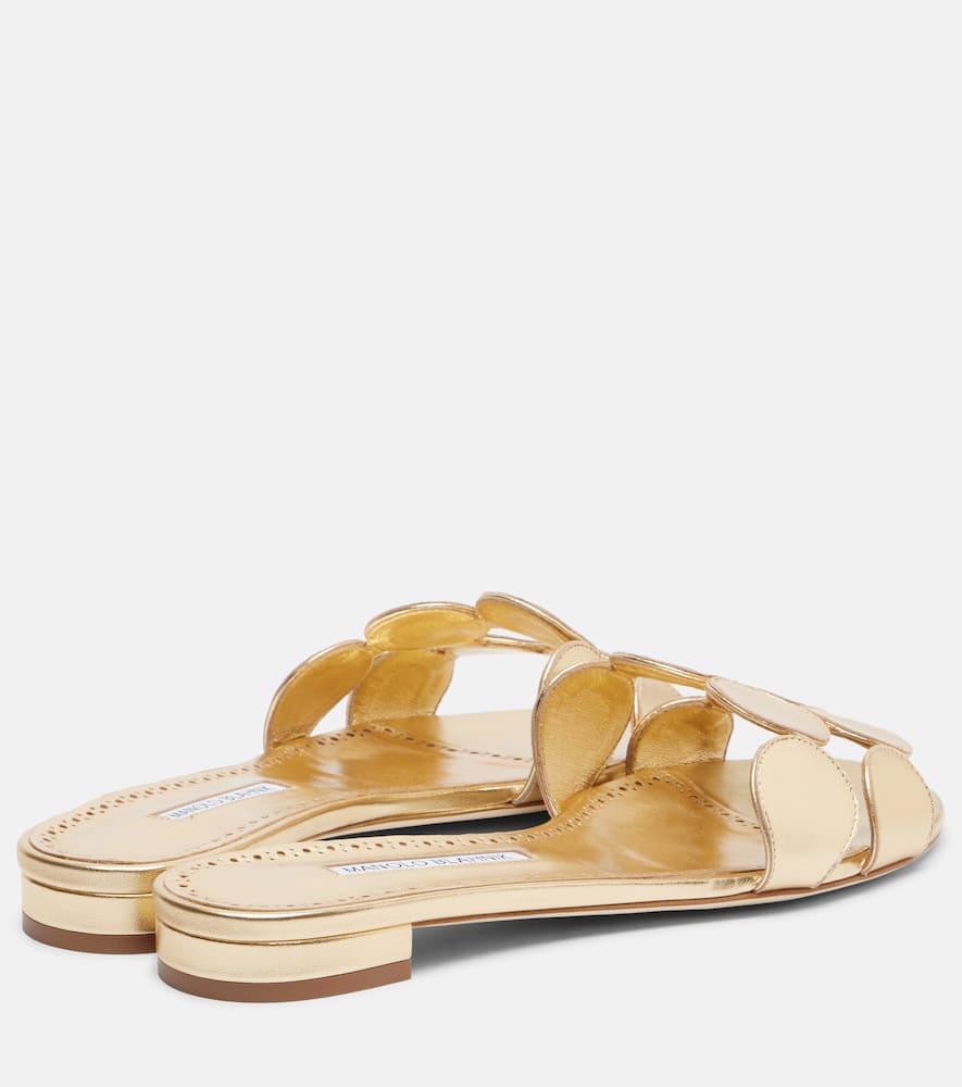 Haribalmuflat metallic leather slides