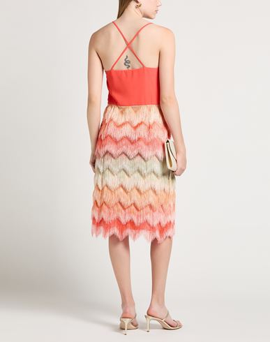 Woman Midi dress Coral Size 6 Polyester