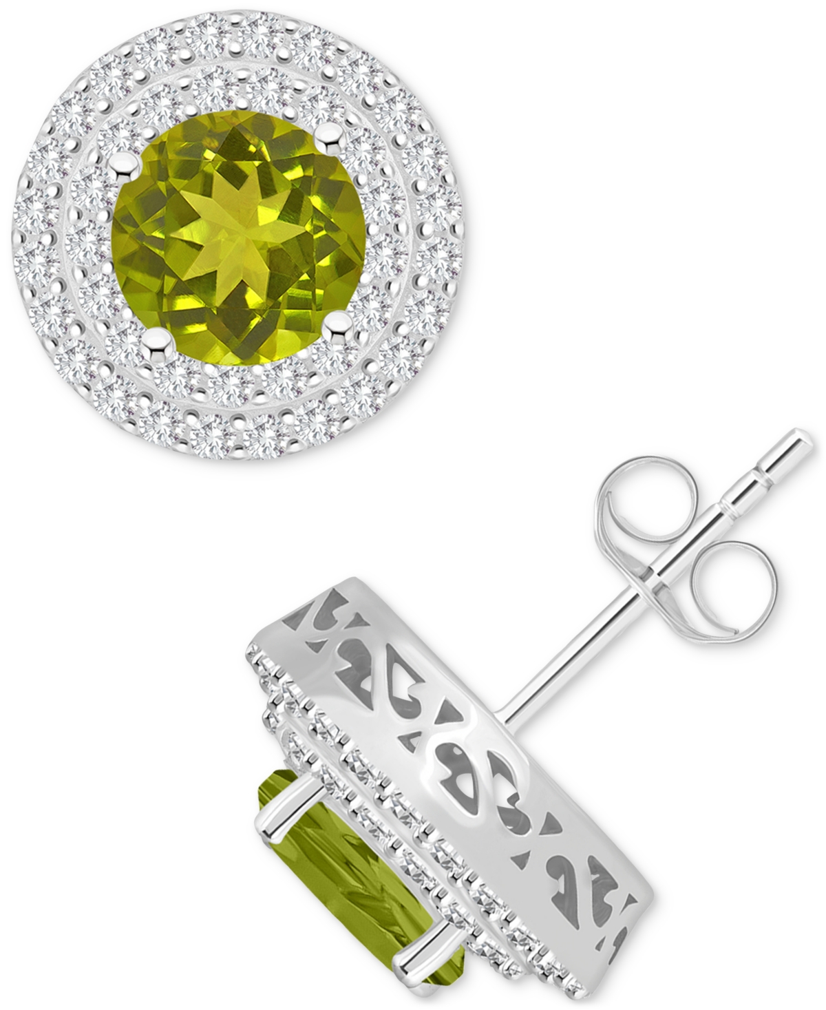 Rhodolite Garnet (3-1/3 ct. t.w.) & White Topaz (3/4 ct. t.w.) Stud Earrings in Sterling Silver (Also in Citrine, Peridot, Blue Topaz, & Amethyst) - P
