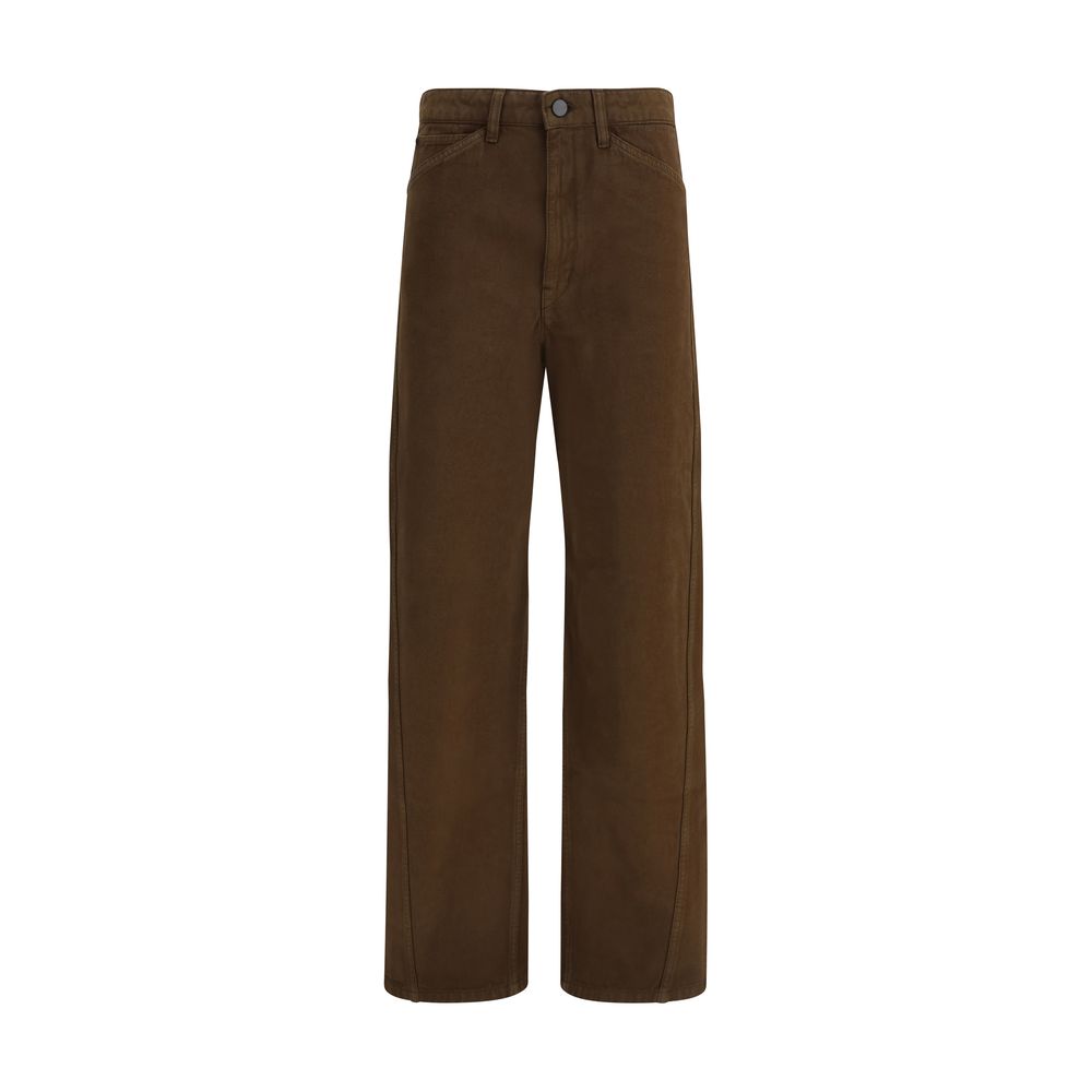 Five-Pocket Twill Trousers — Brown