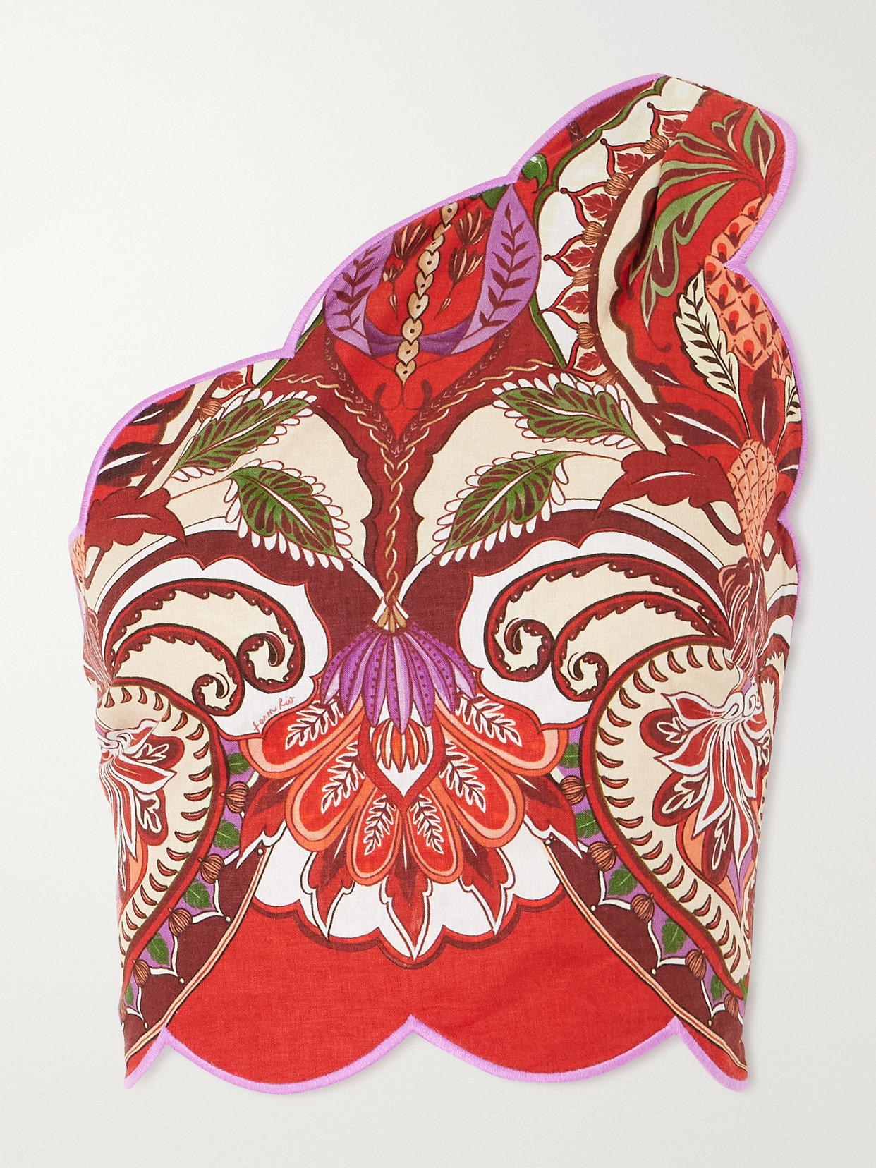 Odara One-shoulder Linen-blend Top - Red