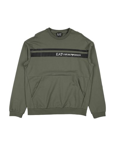 Kid Boy Sweatshirt Military green Size 16 Cotton, Elastane