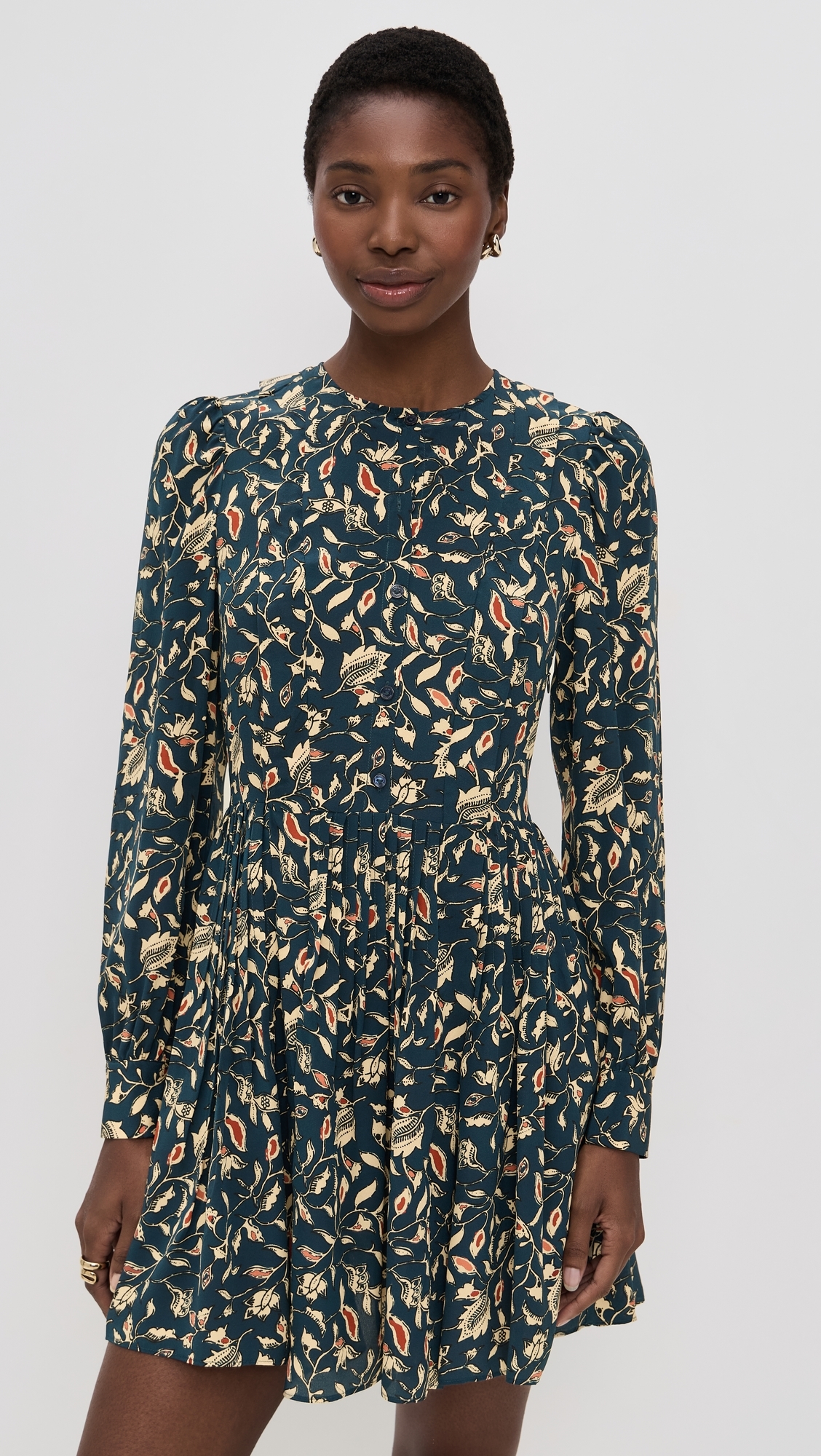 Arabella Silk Mini Dress Midnight Garden