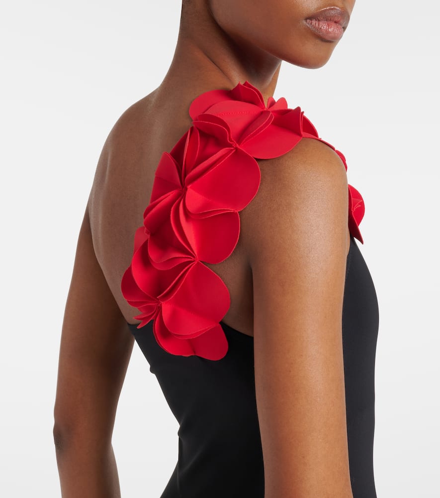 Tess floral-appliqué one-shoulder swimsuit