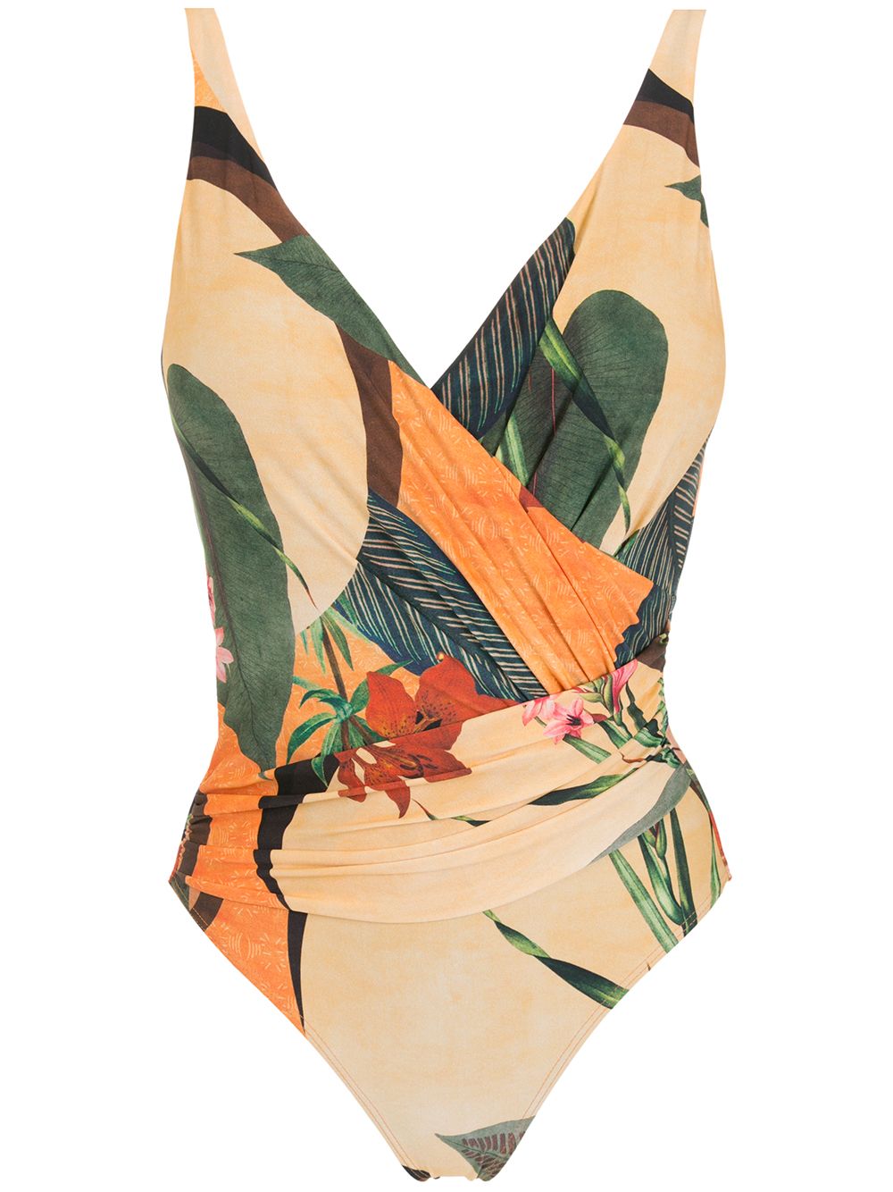 Tropical-print swimsuit - Yellow