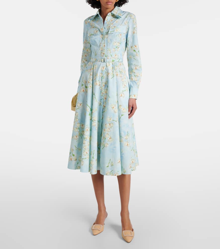 Floral cotton poplin shirt dress