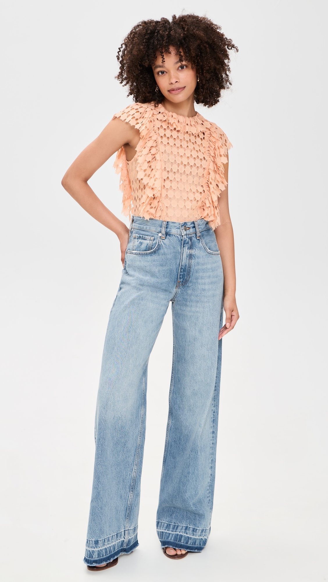 Daevy Silk-Lined Lace Top Blush