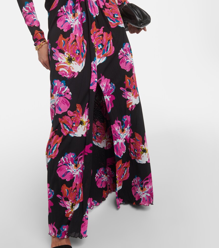 Kassia printed mesh maxi dress