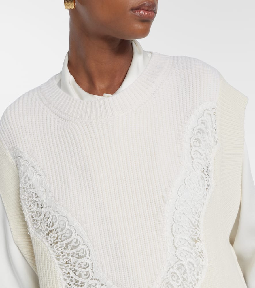 Virgin wool lace sweater vest